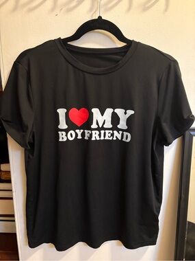 SHEIN Black "I ❤️ My Boyfriend" Short Sleeve Tee